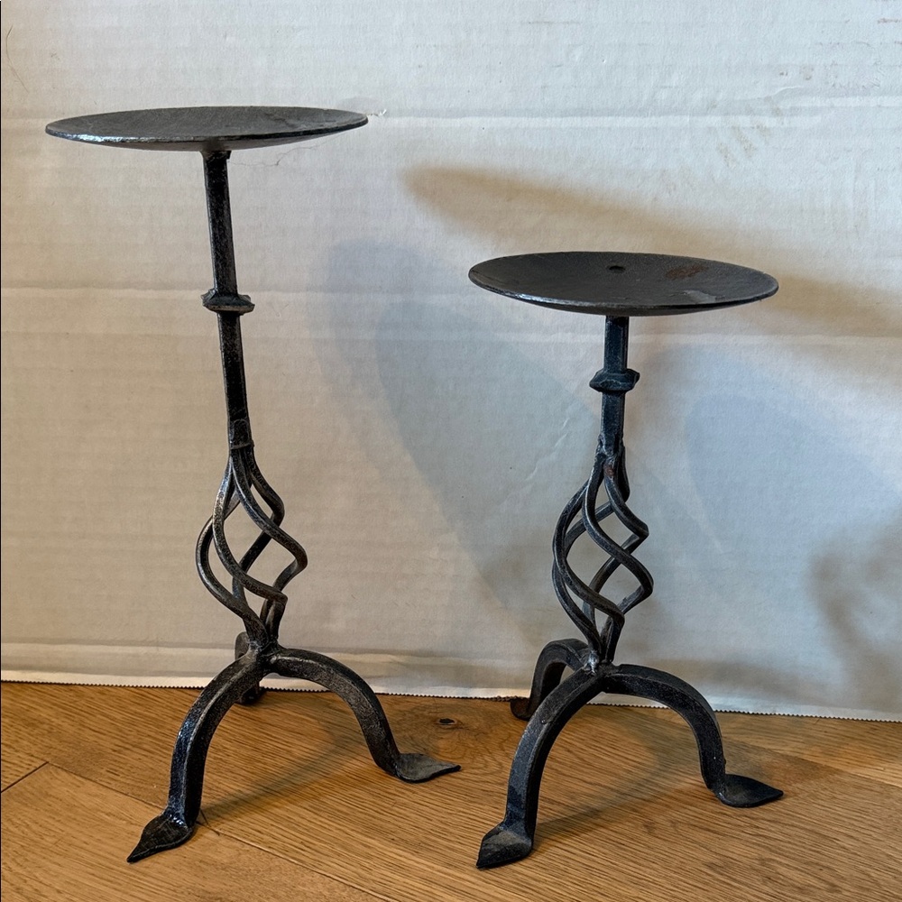 Elegant Black Iron Candle Holders